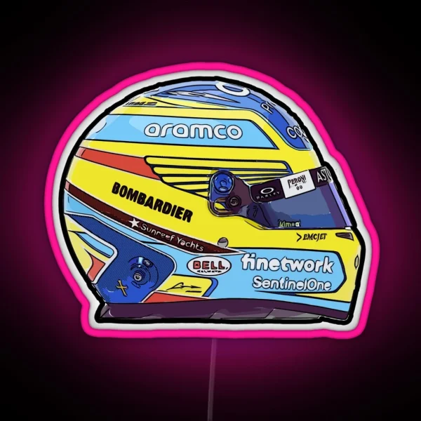 Fernando Alonso 2023 Season Helmet Design RGB Neon Sign