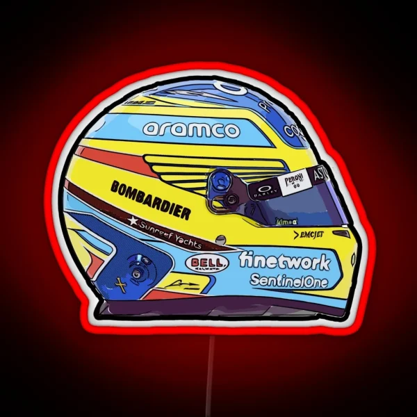 Fernando Alonso 2023 Season Helmet Design RGB Neon Sign
