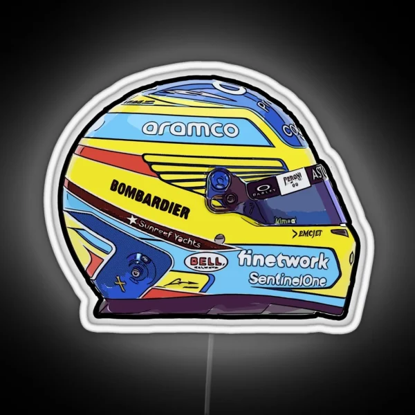 Fernando Alonso 2023 Season Helmet Design RGB Neon Sign