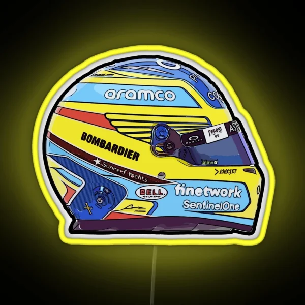 Fernando Alonso 2023 Season Helmet Design RGB Neon Sign