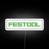 Vibrant RGB Neon Sign Featuring the Festool Tools Iconic Logo