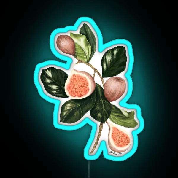 Fig Botanical Illustration RGB Neon Sign