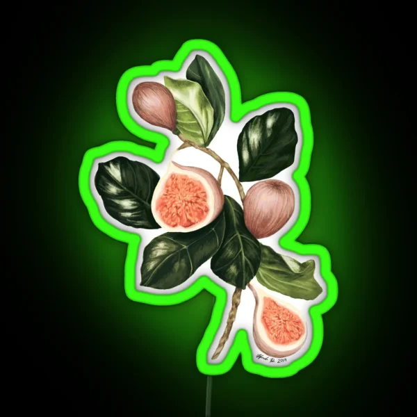 Fig Botanical Illustration RGB Neon Sign