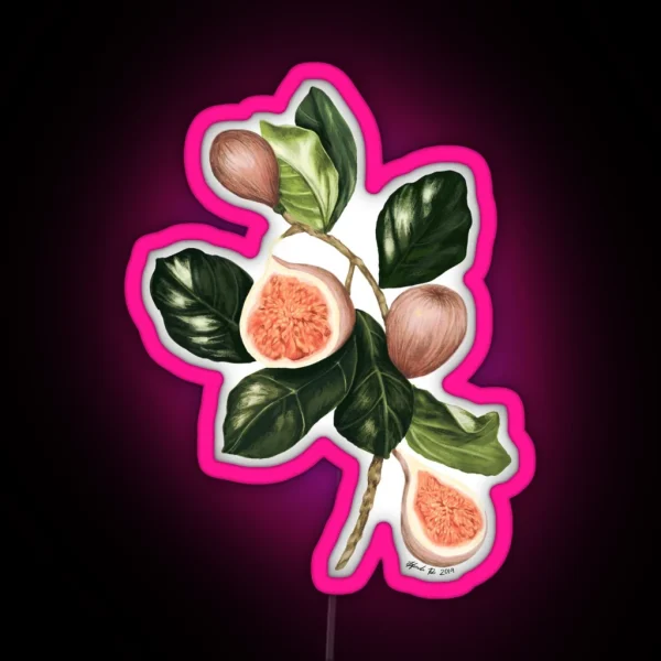 Fig Botanical Illustration RGB Neon Sign