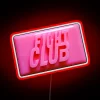 Neon pink soap dispenser with vibrant RGB LED glowing accents.