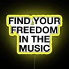 RGB music freedom neon sign with vibrant colorful art display