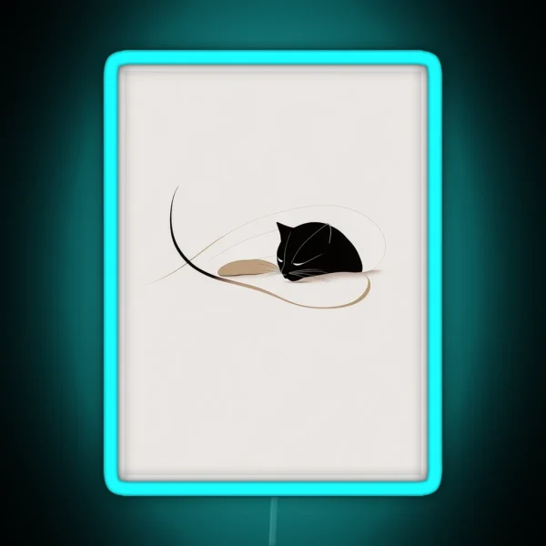 Fine Line Cat Print Clean And Crisp Art For Animal RGB Neon Sign