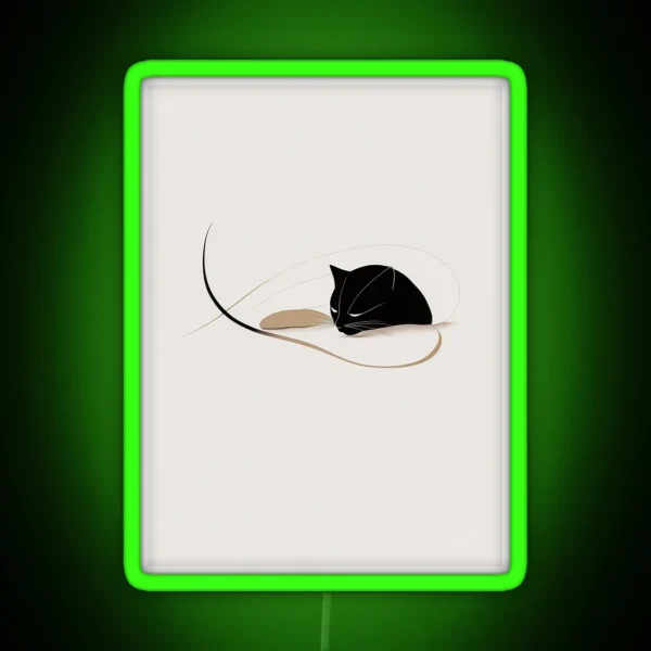 Fine Line Cat Print Clean And Crisp Art For Animal RGB Neon Sign