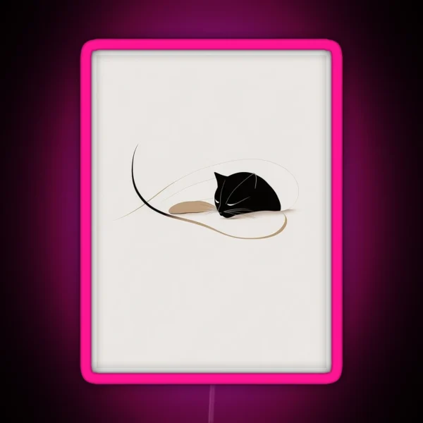 Fine Line Cat Print Clean And Crisp Art For Animal RGB Neon Sign
