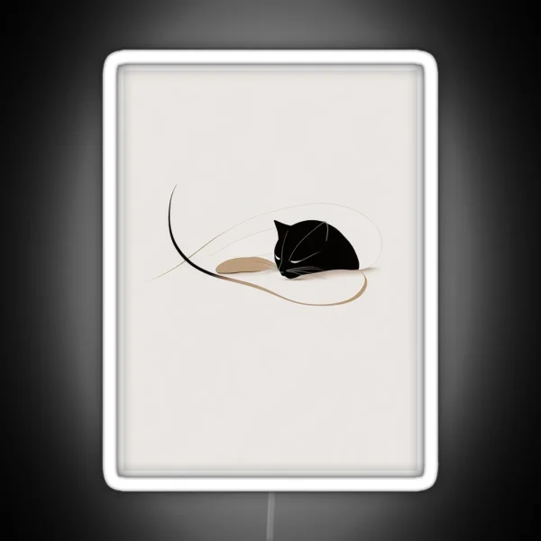 Fine Line Cat Print Clean And Crisp Art For Animal RGB Neon Sign