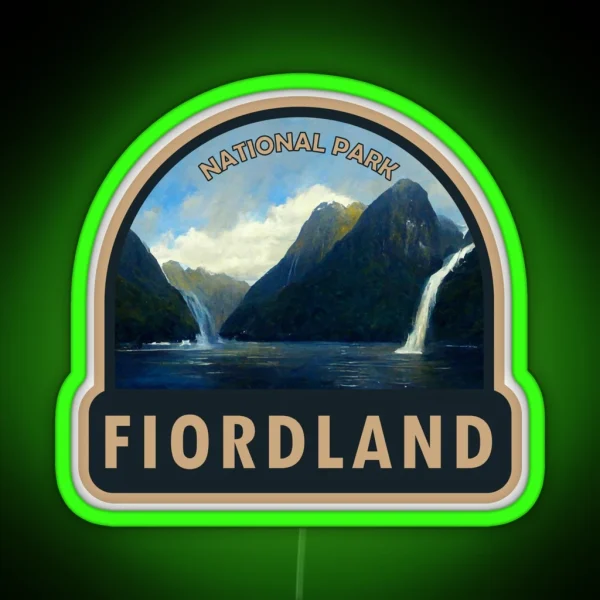 Fiordland National Park New Zealand Watercolor RGB Neon Sign