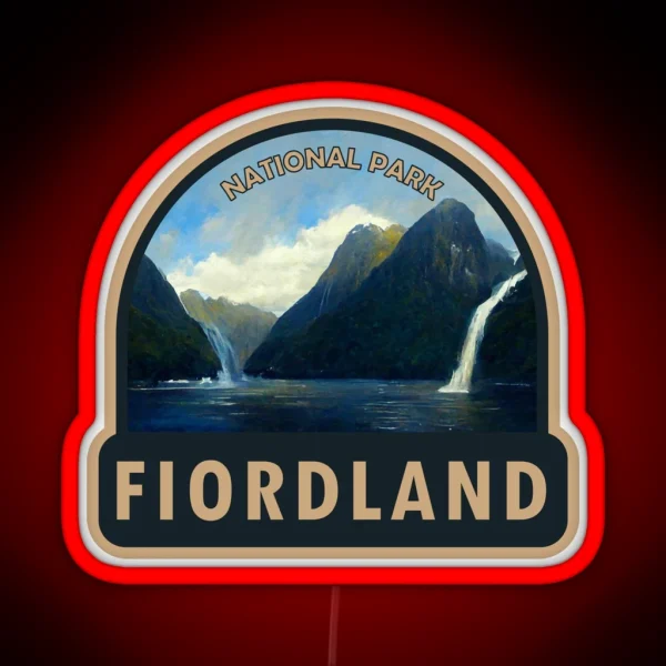 Fiordland National Park New Zealand Watercolor RGB Neon Sign