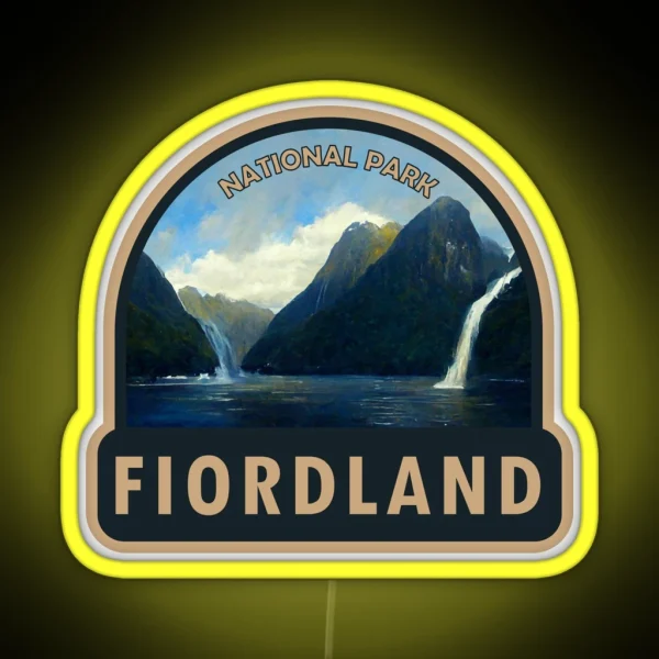 Fiordland National Park New Zealand Watercolor RGB Neon Sign