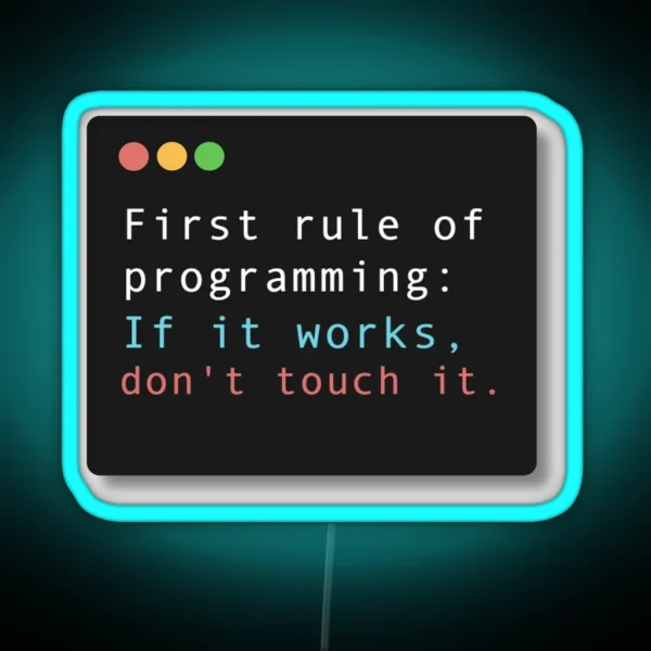 First Rule Of Programming RGB Neon Sign