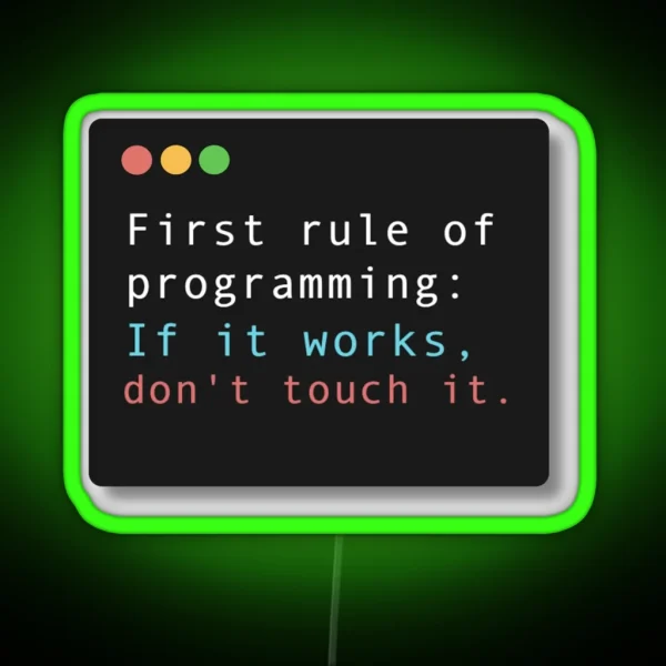 First Rule Of Programming RGB Neon Sign