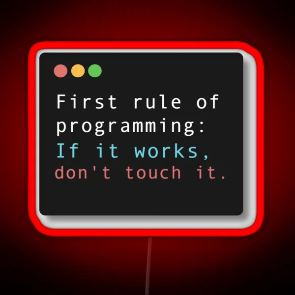 First Rule Of Programming RGB Neon Sign