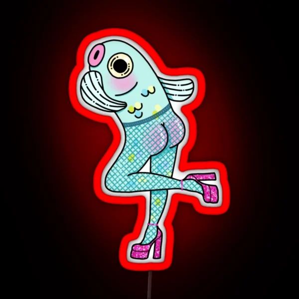 Fish Nets Reverse Mermaid Pink Version RGB Neon Sign