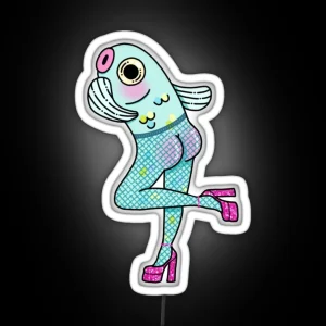 Fish Nets Reverse Mermaid Pink Version RGB Neon Sign