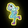 Vibrant pink mermaid LED sign with fish net design and RGB lights