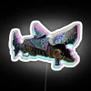 Vibrant fishbone-shaped neon sign with customizable RGB color illumination effects