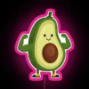 Vibrant fitness-inspired RGB LED neon sign featuring an avocado silhouette glow