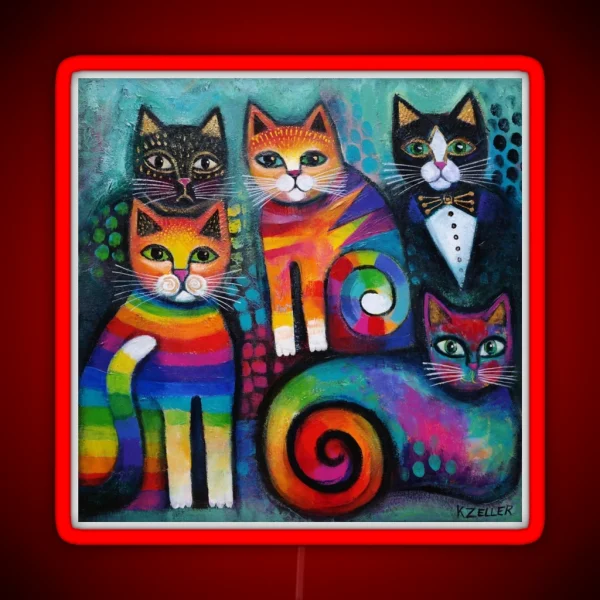 Five Cats RGB Neon Sign