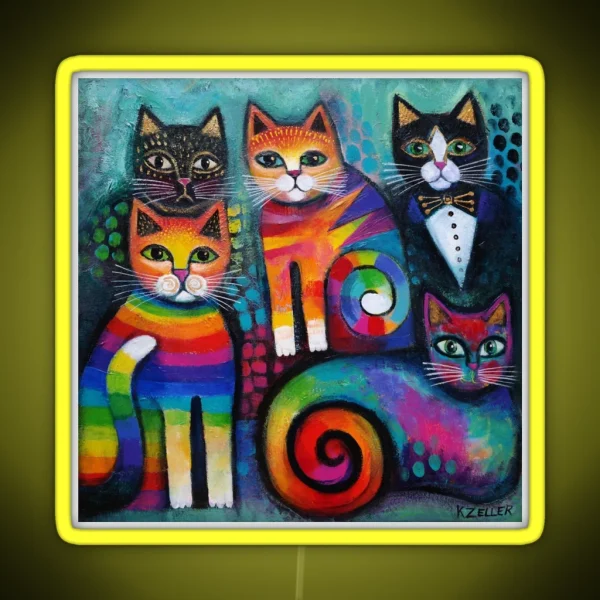 Five Cats RGB Neon Sign