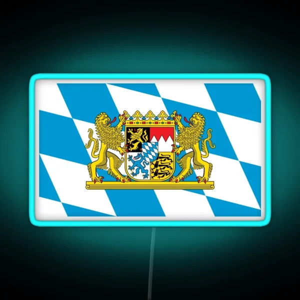 Flag Of Bavaria W Crest Lozenge Style RGB Neon Sign