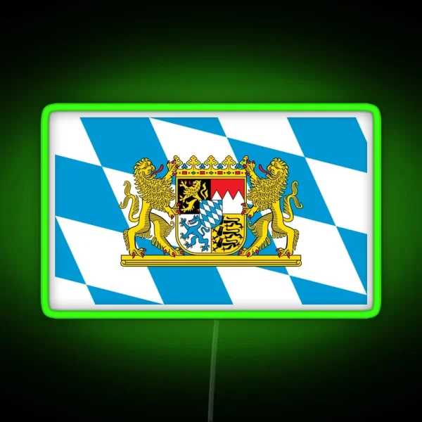 Flag Of Bavaria W Crest Lozenge Style RGB Neon Sign