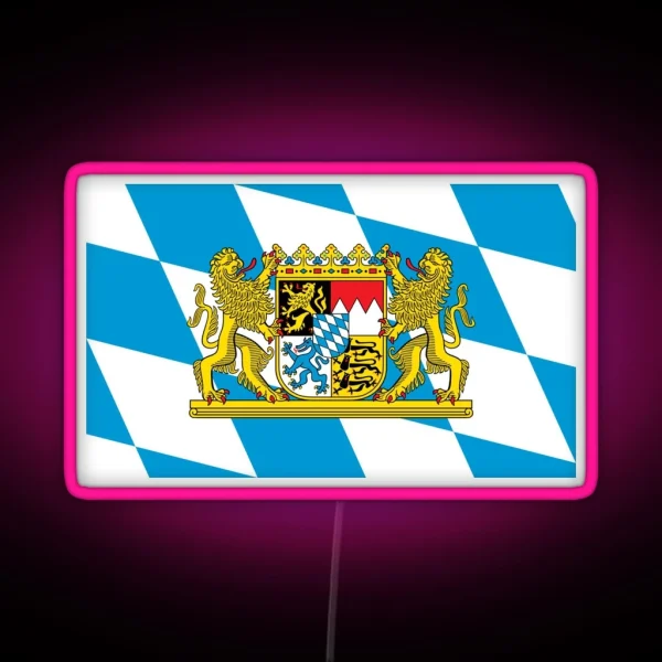 Flag Of Bavaria W Crest Lozenge Style RGB Neon Sign