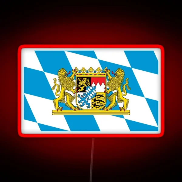 Flag Of Bavaria W Crest Lozenge Style RGB Neon Sign