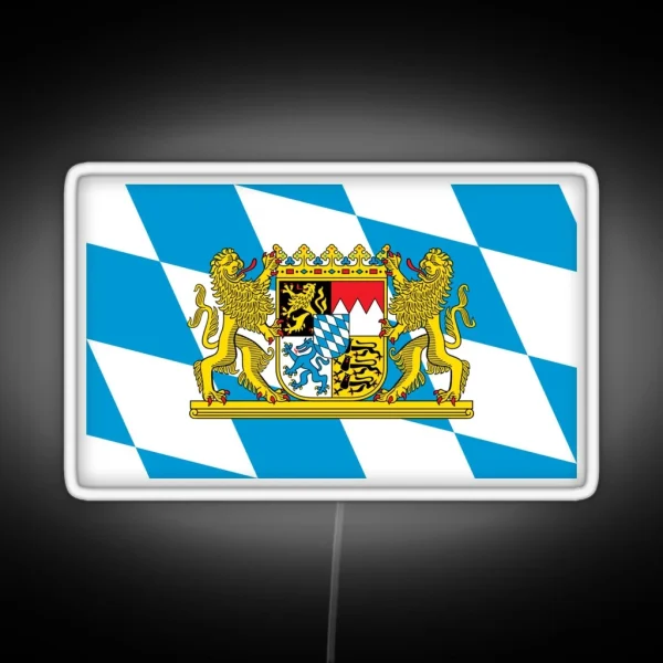 Flag Of Bavaria W Crest Lozenge Style RGB Neon Sign