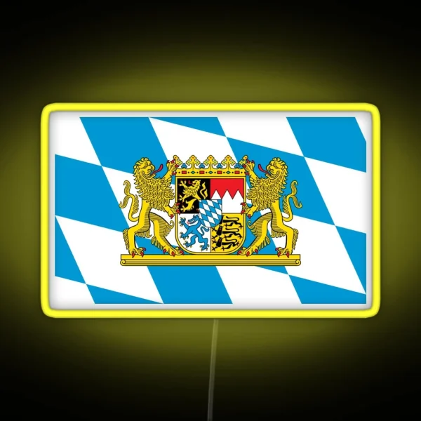 Flag Of Bavaria W Crest Lozenge Style RGB Neon Sign