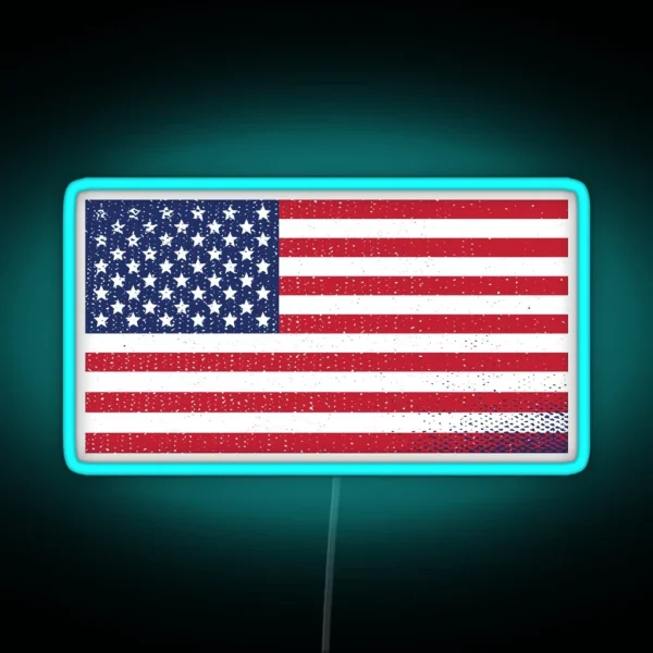 Flag Of USA American Retro Weathered Flag RGB Neon Sign