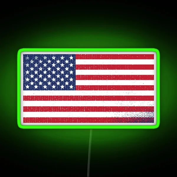 Flag Of USA American Retro Weathered Flag RGB Neon Sign