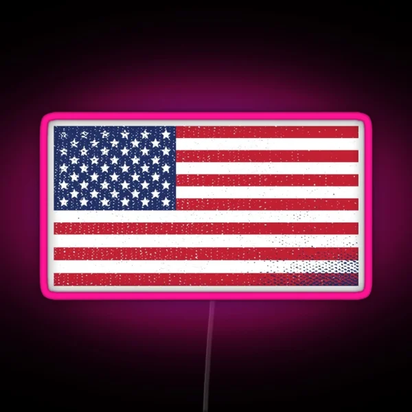 Flag Of USA American Retro Weathered Flag RGB Neon Sign