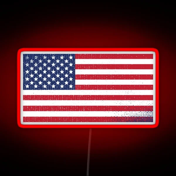 Flag Of USA American Retro Weathered Flag RGB Neon Sign
