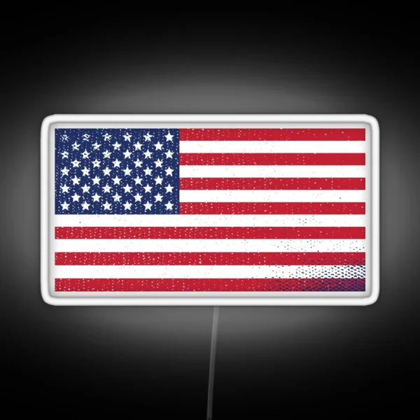Flag Of USA American Retro Weathered Flag RGB Neon Sign