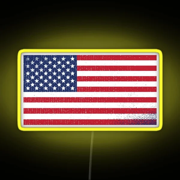 Flag Of USA American Retro Weathered Flag RGB Neon Sign