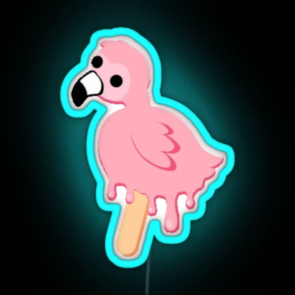 Flamingo Bird Popsicle RGB Neon Sign