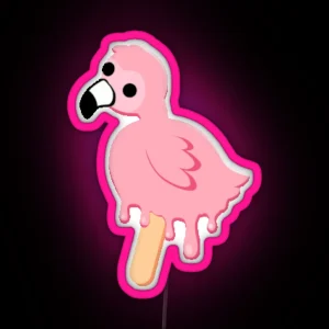 Flamingo Bird Popsicle RGB Neon Sign