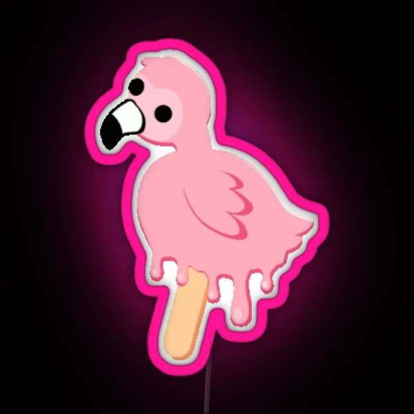 Flamingo Bird Popsicle RGB Neon Sign