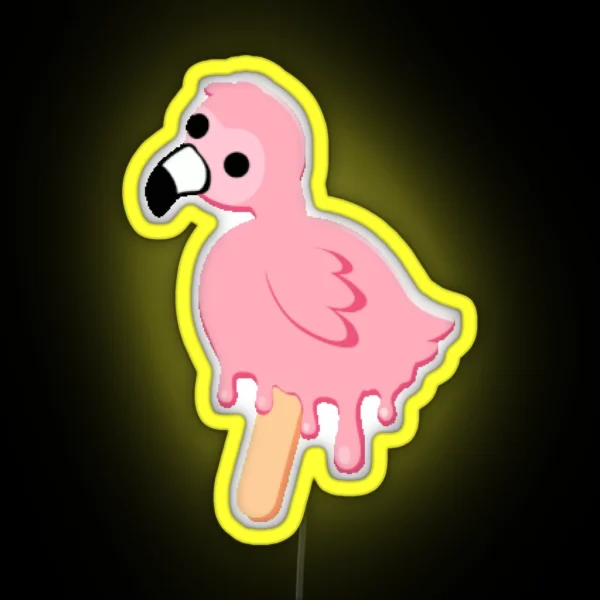 Flamingo Bird Popsicle RGB Neon Sign