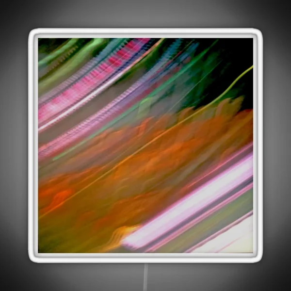 Flashing Diagonal Orange Red Pink Green Speeding Light RGB Neon Sign