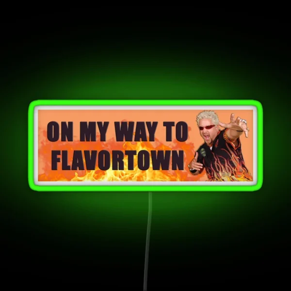 Flavor Town Guy Fieri Bumper Led RGB Neon Sign