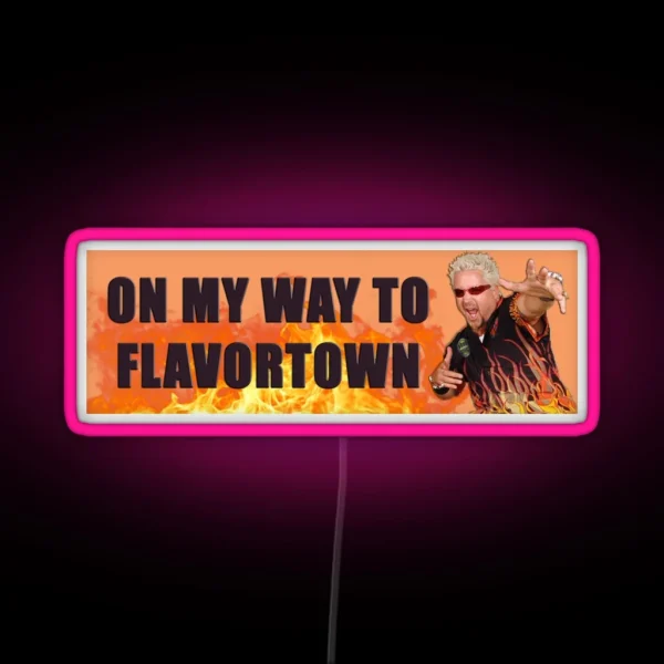 Flavor Town Guy Fieri Bumper Led RGB Neon Sign