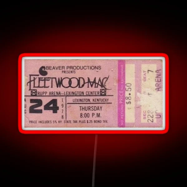 Fleetwood Mac Concert Ticket RGB Neon Sign
