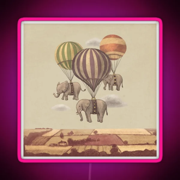 Flight Of The Elephants RGB Neon Sign