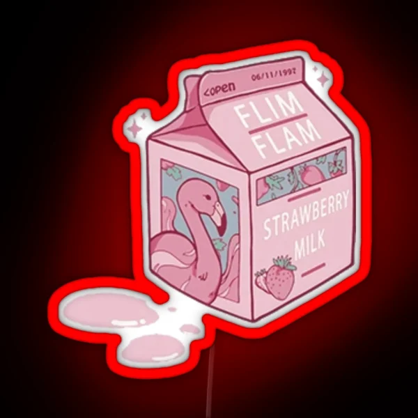 Flim Flam Strawberry Milk Carton RGB Neon Sign