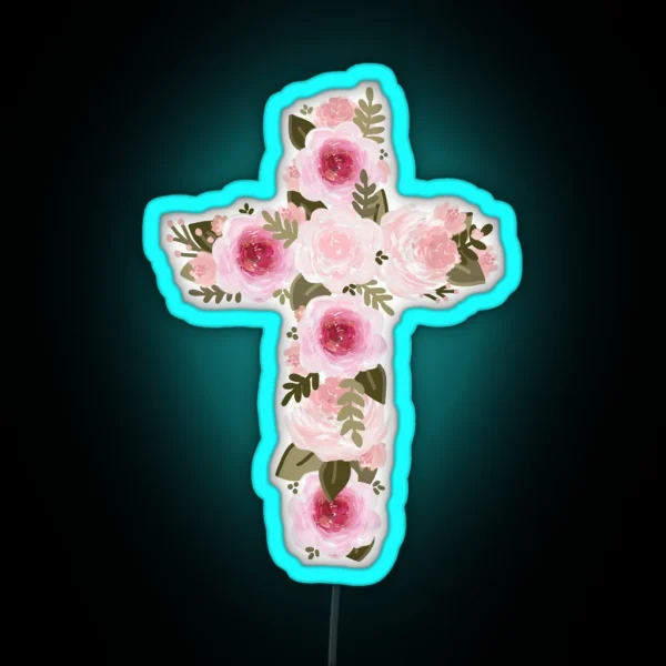 Floral Cross RGB Neon Sign